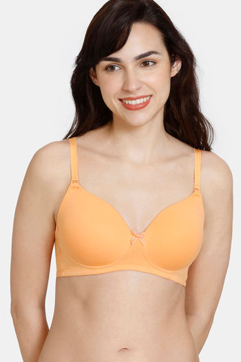 Zivame Beautiful Basics Padded Non Wired 3/4th Coverage T-Shirt Bra - Mock Orange