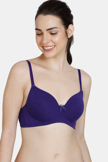 Zivame Beautiful Basics Padded Non Wired 3/4th Coverage T-Shirt Bra - Parachute Purple