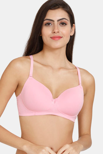 Zivame Beautiful Basics Padded Non Wired 3/4th Coverage T-Shirt Bra - Prism Pink