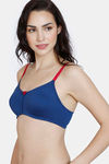 Zivame Beautiful Basics Double Layered Non Wired 3/4th Coverage T-Shirt Bra - Blue Depth — thumbnail 4