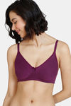 Zivame Beautiful Basics Double Layered Non Wired 3/4th Coverage T-Shirt Bra - Dark Purple — thumbnail 1
