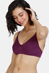 Zivame Beautiful Basics Double Layered Non Wired 3/4th Coverage T-Shirt Bra - Dark Purple — thumbnail 3