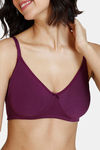 Zivame Beautiful Basics Double Layered Non Wired 3/4th Coverage T-Shirt Bra - Dark Purple — thumbnail 4