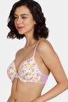 Zivame Retro Vibes Padded Wired 3/4th Coverage T-Shirt Bra - Violet Tulle — thumbnail 3