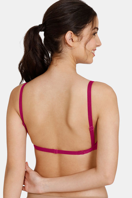 Zivame Beautiful Basics Double Layered Non Wired 3/4th Coverage Backless Bra - Cerise — image 4