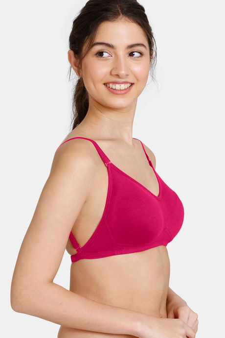 Zivame Beautiful Basics Double Layered Non Wired 3/4th Coverage Backless Bra - Cerise — image 5