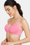 Zivame Beautiful Basics Padded Non Wired 3/4th Coverage T-Shirt Bra - Pink Cosmos — thumbnail 3