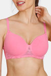 Zivame Beautiful Basics Padded Non Wired 3/4th Coverage T-Shirt Bra - Pink Cosmos — thumbnail 4