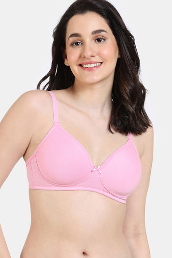 Zivame Padded Non Wired 3/4Th Coverage T-Shirt Bra - Prism Pink