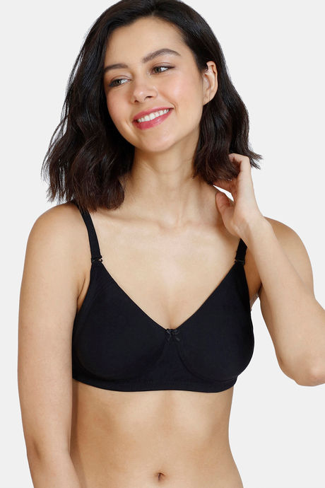 Zivame Beautiful Basics Double Layered Non Wired 3/4th Coverage Backless Bra - Anthracite — image 3