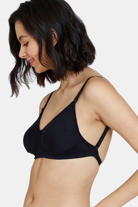 Zivame Beautiful Basics Double Layered Non Wired 3/4th Coverage Backless Bra - Anthracite — image 4