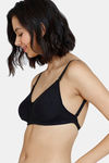 Zivame Beautiful Basics Double Layered Non Wired 3/4th Coverage Backless Bra - Anthracite — thumbnail 4