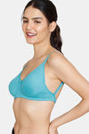 Zivame Beautiful Basics Double Layered Non Wired 3/4th Coverage Backless Bra - Baltic — thumbnail 3