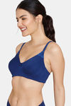 Zivame Beautiful Basics Double Layered Non Wired 3/4th Coverage T-Shirt Bra - Blue Depth — thumbnail 3