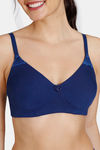 Zivame Beautiful Basics Double Layered Non Wired 3/4th Coverage T-Shirt Bra - Blue Depth — thumbnail 4
