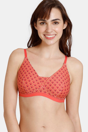 Zivame Zellij Dreams Padded Non Wired 3/4th Coverage T-Shirt Bra - Spiced Coral