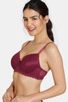 Zivame New Romance Padded Wired 3/4Th Coverage Lace Bra - Beet Red — thumbnail 3