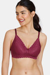 Zivame New Romance Double Layered Non Wired 3/4Th Coverage Lace Bra - Beet Red — thumbnail 1