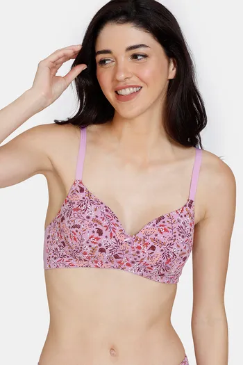 Zivame Robin's Song Padded Non Wired 3/4th Coverage T-Shirt Bra - Violet Tulip