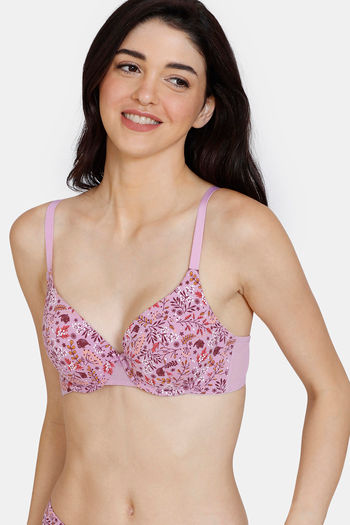 Zivame Robin's Song Padded Wired 3/4th Coverage T-Shirt Bra - Violet Tulip