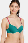 Zivame Beautiful Basics Glitter Strap Push-Up Wired Medium Coverage Bra - Deep Peacock Blue — thumbnail 3