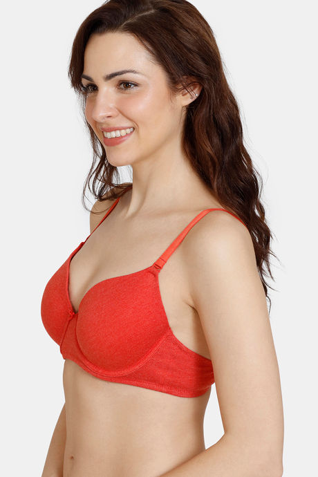 Zivame Beautiful Basics Padded Wired 3/4th Coverage T-Shirt Bra - Molten Lava — image 4