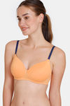 Zivame Beautiful Basics Padded Non Wired 3/4th Coverage T-Shirt Bra - Mock Orange — thumbnail 3