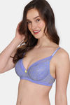 Zivame Primrose Padded Wired 3/4th Coverage Lace Bra - Jacaranda — thumbnail 3