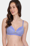 Zivame Primrose Padded Non Wired 3/4th Coverage Lace Bra - Jacaranda — thumbnail 1