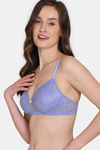 Zivame Primrose Padded Non Wired 3/4th Coverage Lace Bra - Jacaranda — thumbnail 4