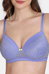 Zivame Primrose Padded Non Wired 3/4th Coverage Lace Bra - Jacaranda — thumbnail 5