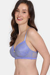 Zivame Primrose Padded Non Wired 3/4th Coverage Lace Bra - Jacaranda — thumbnail 3