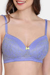 Zivame Primrose Padded Non Wired 3/4th Coverage Lace Bra - Jacaranda — thumbnail 4