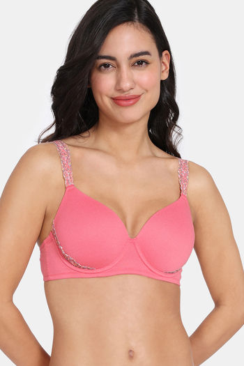 Zivame Cupid Chic Padded Wired 3/4th Coverage T-Shirt Bra - Desert Rose