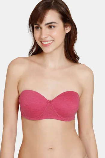 model image of Zivame Beautiful Basics Padded High Wired 3/4th Coverage Strapless Bra - Virtual Pink