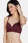 Zivame Beautiful Basics Padded Non Wired 3/4th Coverage Lace Bra - Fig — thumbnail 3