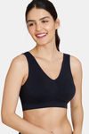 Zivame Beautiful Basics Double Layered Non Wired Full Coverage Slip-On Bra - Black — thumbnail 1