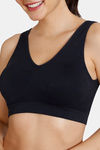 Zivame Beautiful Basics Double Layered Non Wired Full Coverage Slip-On Bra - Black — thumbnail 4