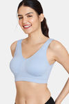 Zivame Beautiful Basics Double Layered Non Wired Full Coverage Slip-On Bra - Blue — thumbnail 3