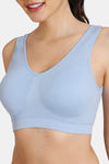 Zivame Beautiful Basics Double Layered Non Wired Full Coverage Slip-On Bra - Blue — thumbnail 4