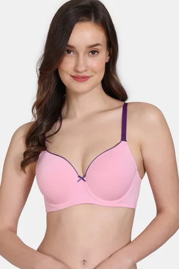 Zivame Beautiful Basics Padded Wired 3/4th Coverage T-Shirt Bra - Prism Pink