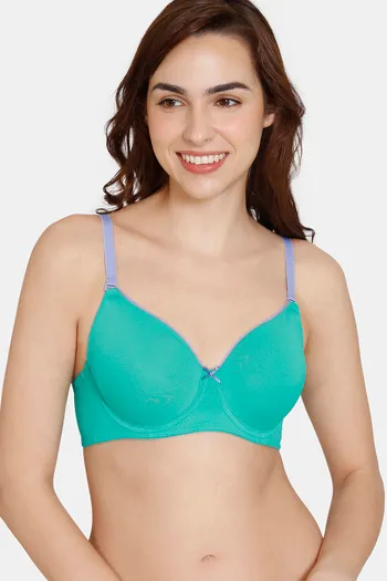 Zivame Beautiful Basics Padded Wired 3/4th Coverage T-Shirt Bra - Spectra Green