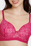 Zivame Beautiful Basics Padded Wired 3/4Th Coverage Lace Bra - Cerise — thumbnail 4