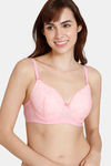 Zivame Beautiful Basics Padded Wired 3/4Th Coverage Lace Bra - Prism Pink — thumbnail 1