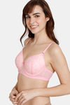 Zivame Beautiful Basics Padded Wired 3/4Th Coverage Lace Bra - Prism Pink — thumbnail 3