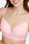 Zivame Beautiful Basics Padded Wired 3/4Th Coverage Lace Bra - Prism Pink — thumbnail 4