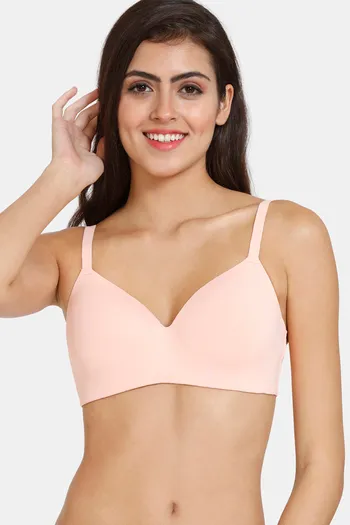 Zivame Wonderwire Padded 3/4Th Coverage T-Shirt Bra - Peach Pearl