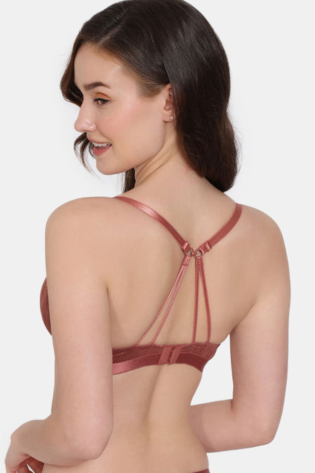 Zivame Coral Glaze Padded Wired 3/4th Coverage Lace Bra - Cinnabar — image 2