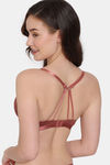 Zivame Coral Glaze Padded Wired 3/4th Coverage Lace Bra - Cinnabar — thumbnail 2