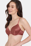 Zivame Coral Glaze Padded Wired 3/4th Coverage Lace Bra - Cinnabar — thumbnail 3